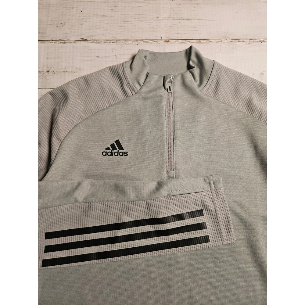 Adidas Women AEROREADY 1/4 Zip Running Pullover Grey Thumbholes Vented Sleeves S